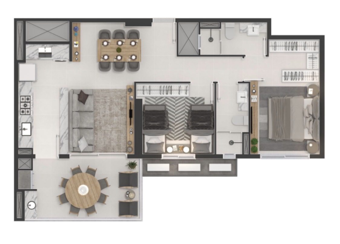 Planta da unidade 703 do apartamento Grant Home Club Barra Velha
